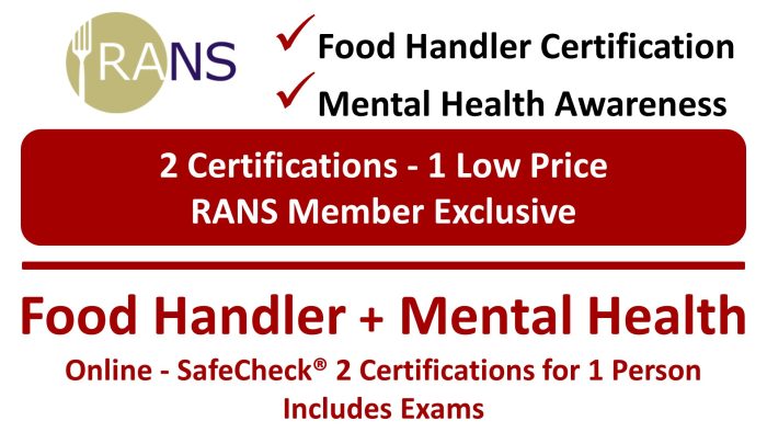 SafeCheck Food Handler Certification + Mental Health Awareness – RANS – English Language Course